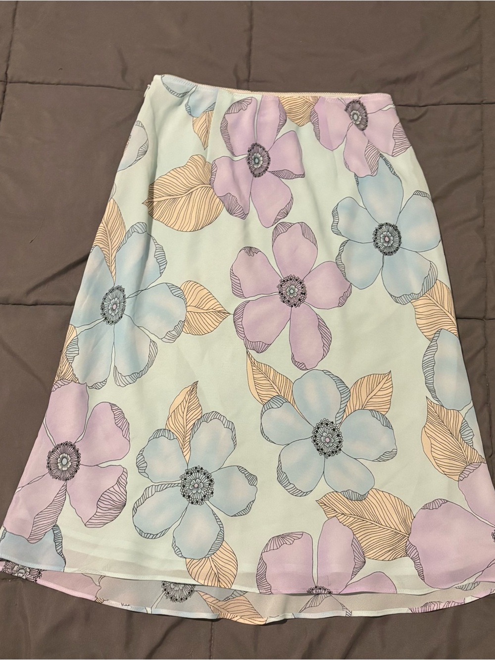LOFT Pastel Floral A-Line Skirt - Picture 2 of 6